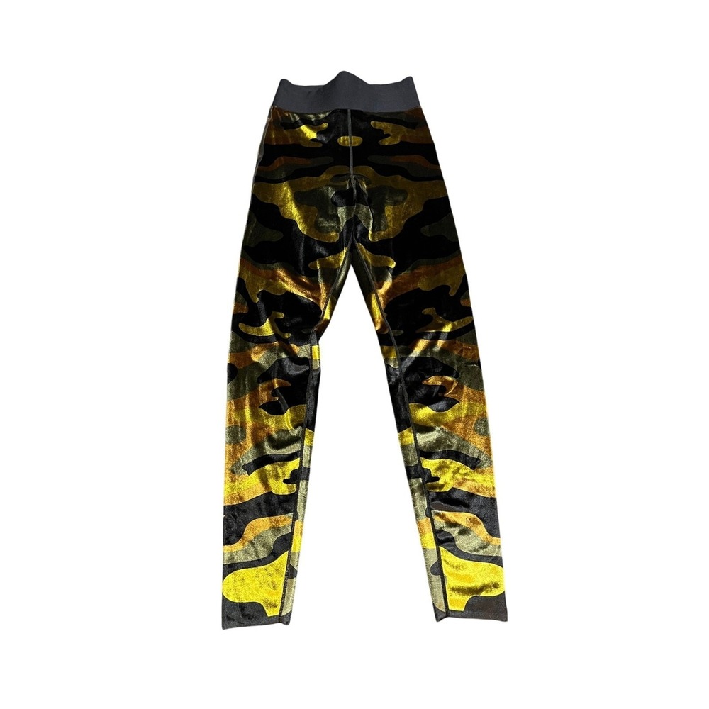 Ultracor Leggings Women S‎ Gold Camo Velvet High Rise Activewear Luxury Pants